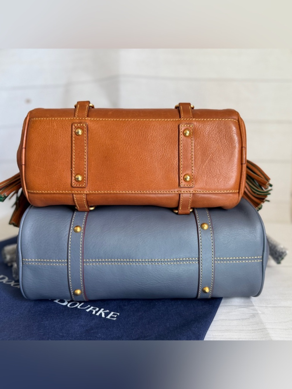 Dooney and Bourke Small Florentine Satchel in Steel Blue - Picture 15 of 15